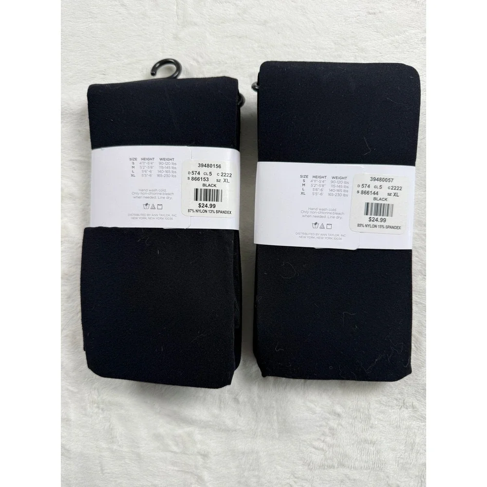 Ann Taylor Factory Black Tights Lot of 2 XL Control Top and Standard Opaque